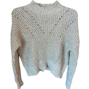 🎉HP🎉 Pink Rose Gray Cable Knit Sweater